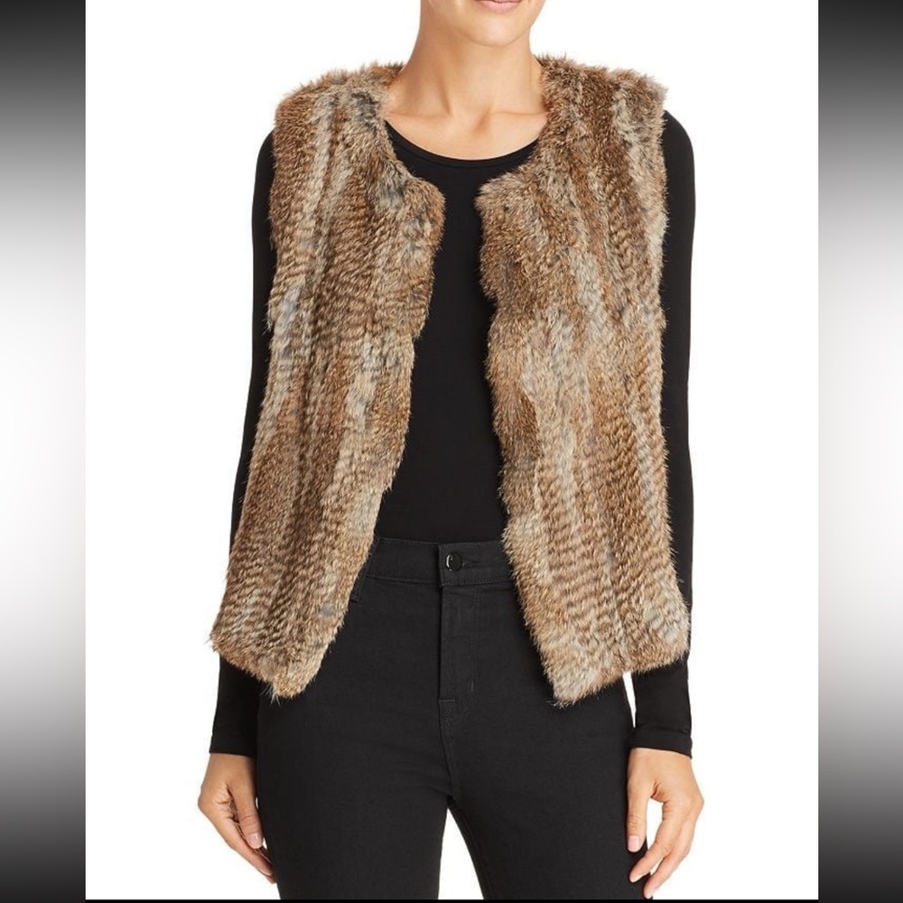 🛍️ NWT 525 America Classic Fur Vest - Cream/Tan Color - 100% Real Rabbit Fur